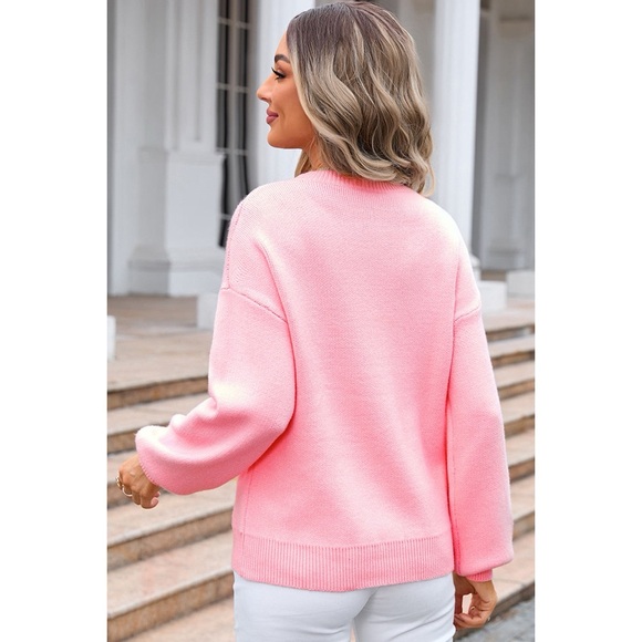 Pink Bow Round Neck Sweater - Picture 2 of 2